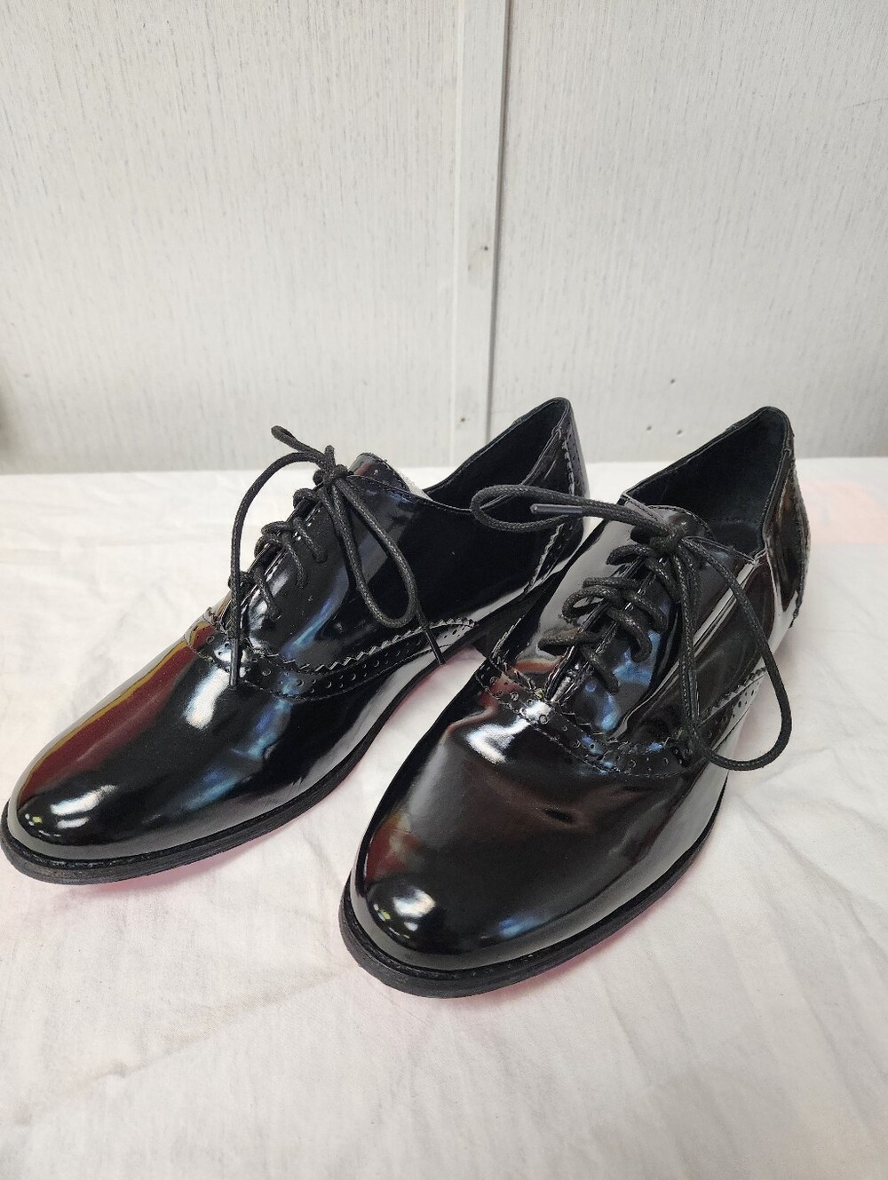 Twiggy London Black Patent Leather Oxford Shoes - 7.5 Womens - Never Worn
